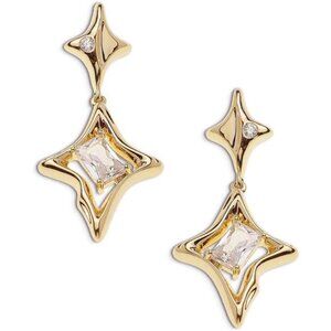 Golden Starburst Statement Earring
 North Star Crystal Drop